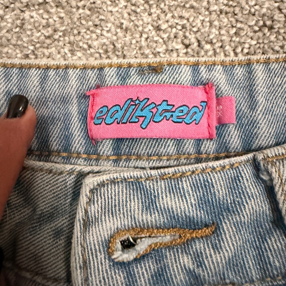 Edikted Denim Jeans with Gold Stitching